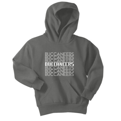 Youth Buccaneers Word Stack Hoodie (Navy & Grey)  Thumbnail